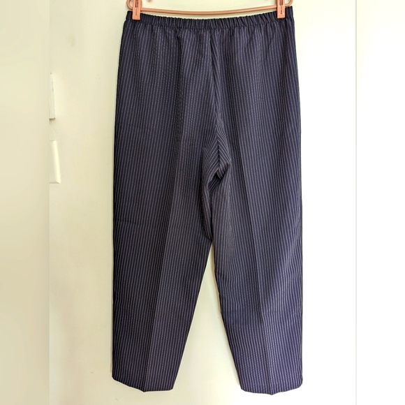 Vintage High Waist Striped Navy Pantsuit - Picture 2 of 3